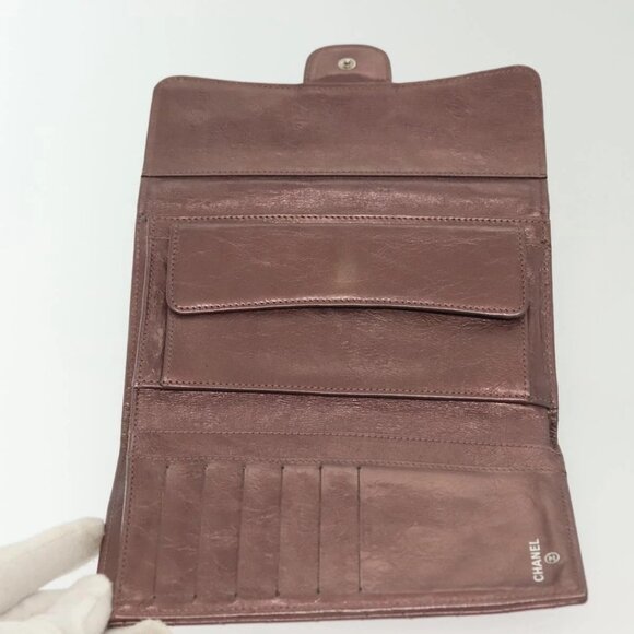 CHANEL 2.55 Matelasse Long Wallet Leather Pink Silver CC Auth 137893 - Picture 13 of 15